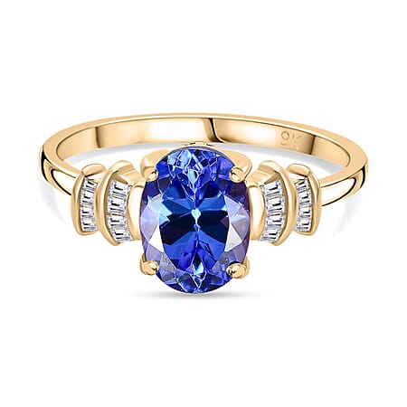 9K Yellow Gold Tanzanite, Diamond Ring 1.46 Cts.
