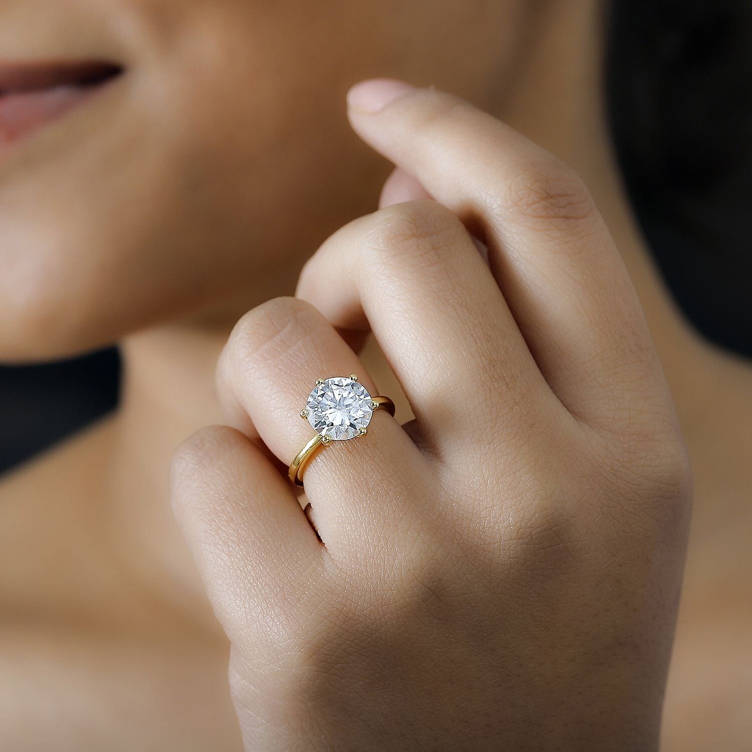 Red Carpet Collection - Moissanite Ring in 18K Vermeil Yellow Gold Plated Sterling Silver 3.50 Ct