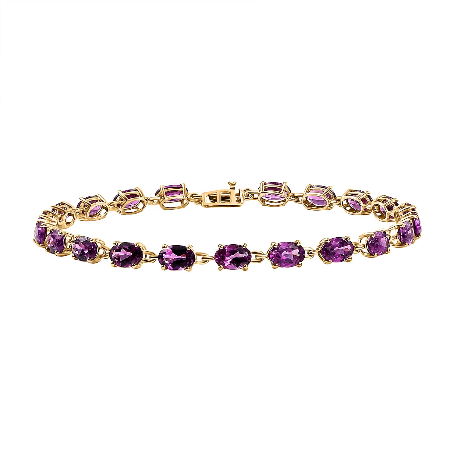 14K Yellow Gold Purple Garnet Bracelet (Size - 7.5) 12.26 Ct, Gold Wt. 3.15 Gms