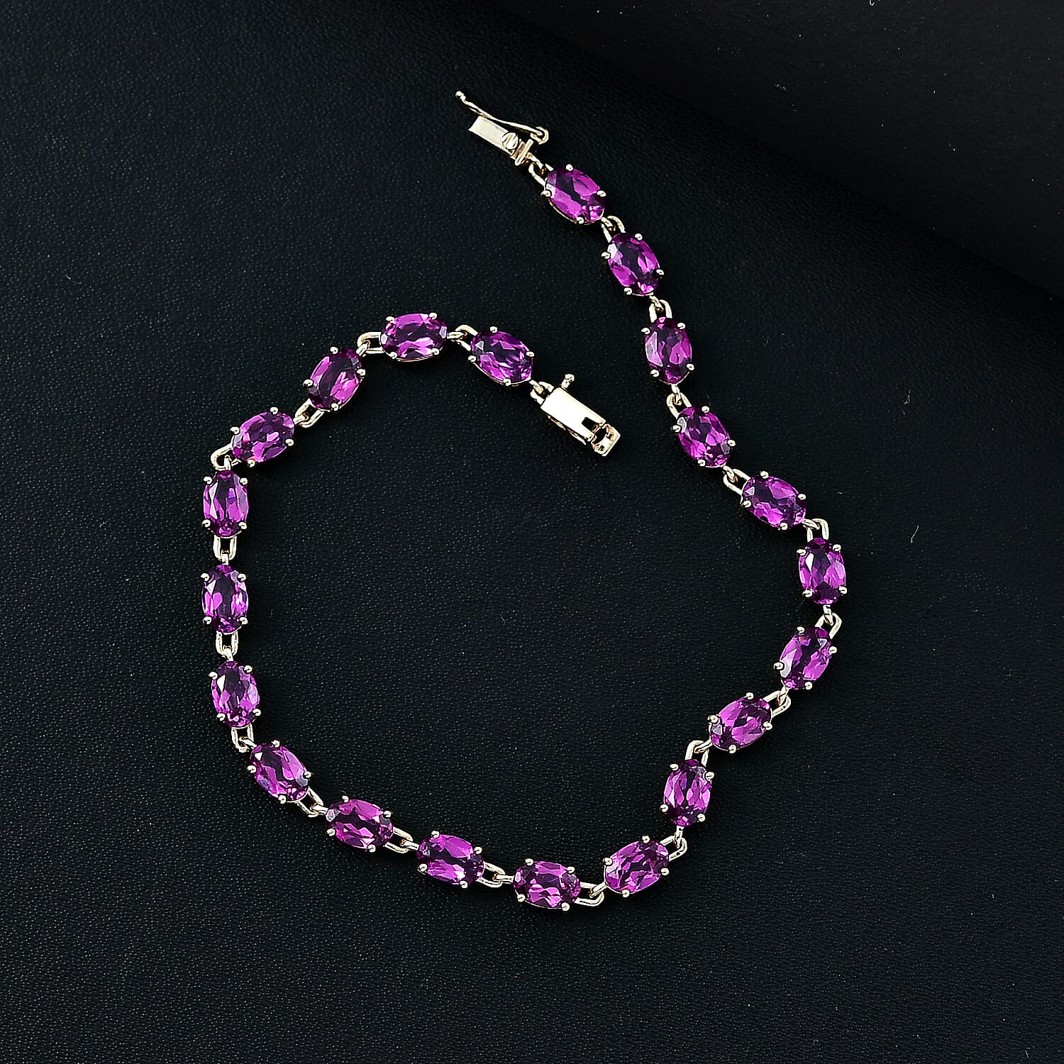 14K Yellow Gold Purple Garnet Bracelet (Size - 7.5) 12.26 Ct, Gold Wt. 3.15 Gms