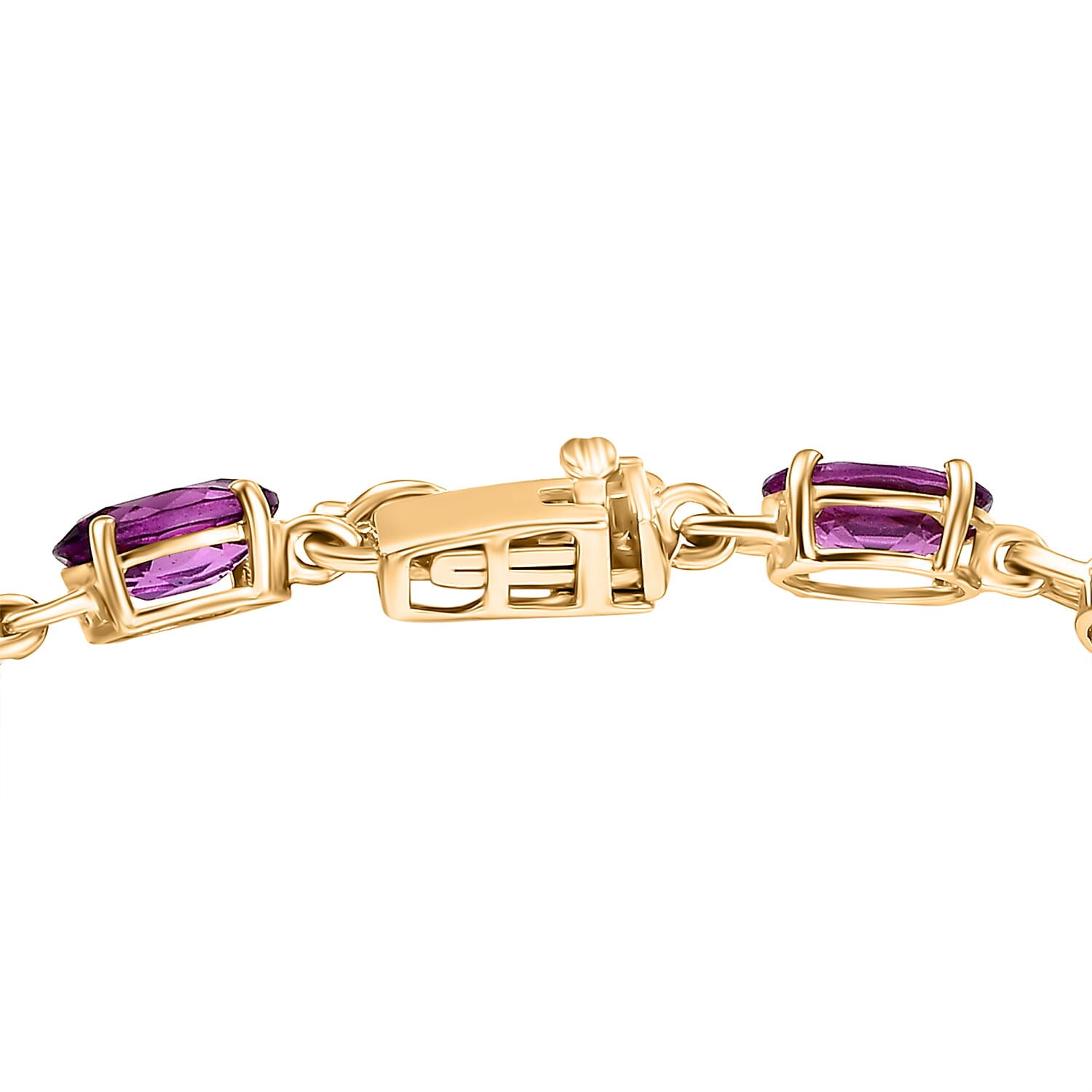 14K Yellow Gold Purple Garnet Bracelet (Size - 7.5) 12.26 Ct, Gold Wt. 3.15 Gms