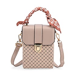 Trendy Plaid Pattern Messenger Bag with Scarf Accent & Adjustable Strap - Black