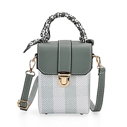 Trendy Plaid Pattern Messenger Bag with Scarf Accent & Adjustable Strap - Black