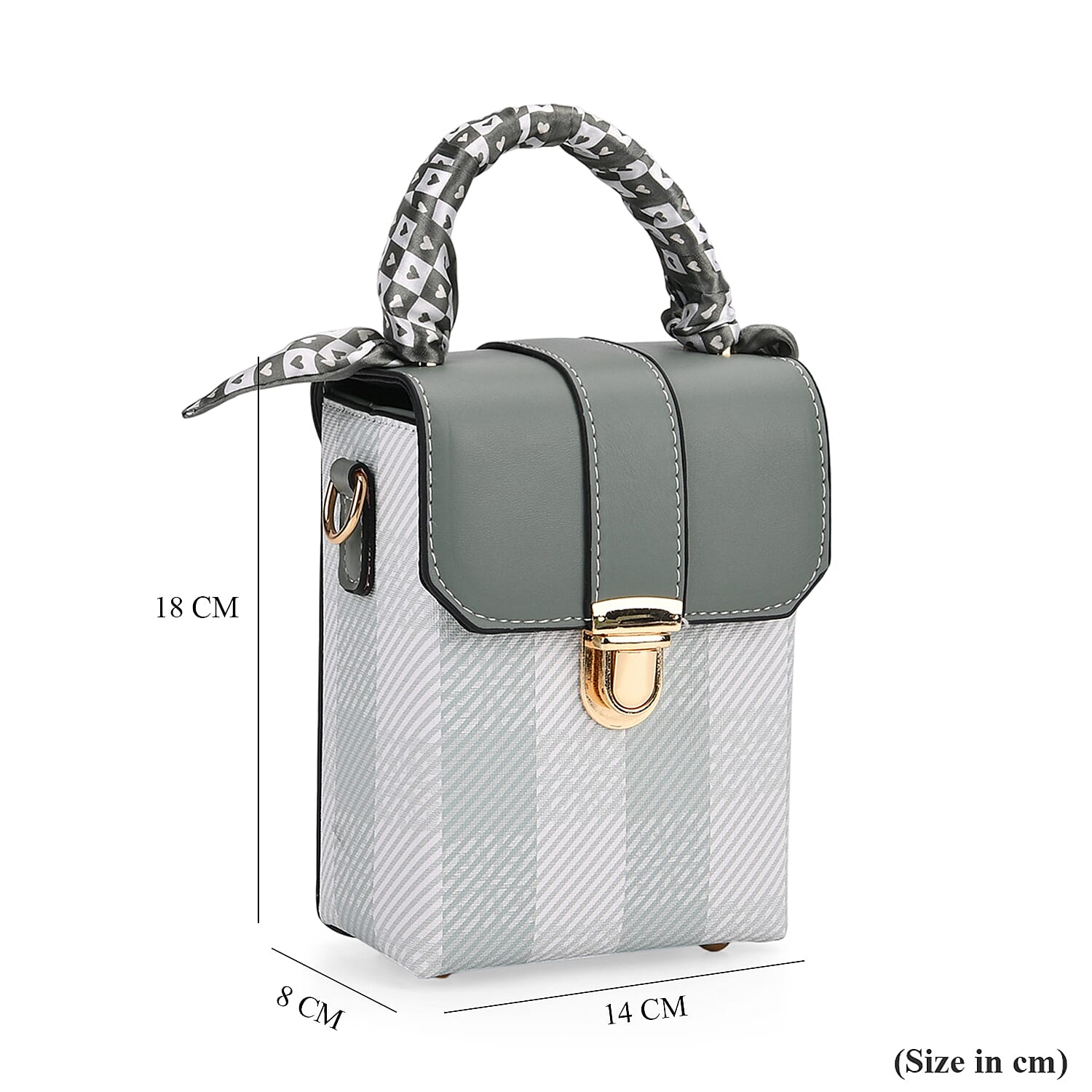 Trendy Striped Messenger Bag with Scarf Accent & Adjustable Strap - Olive