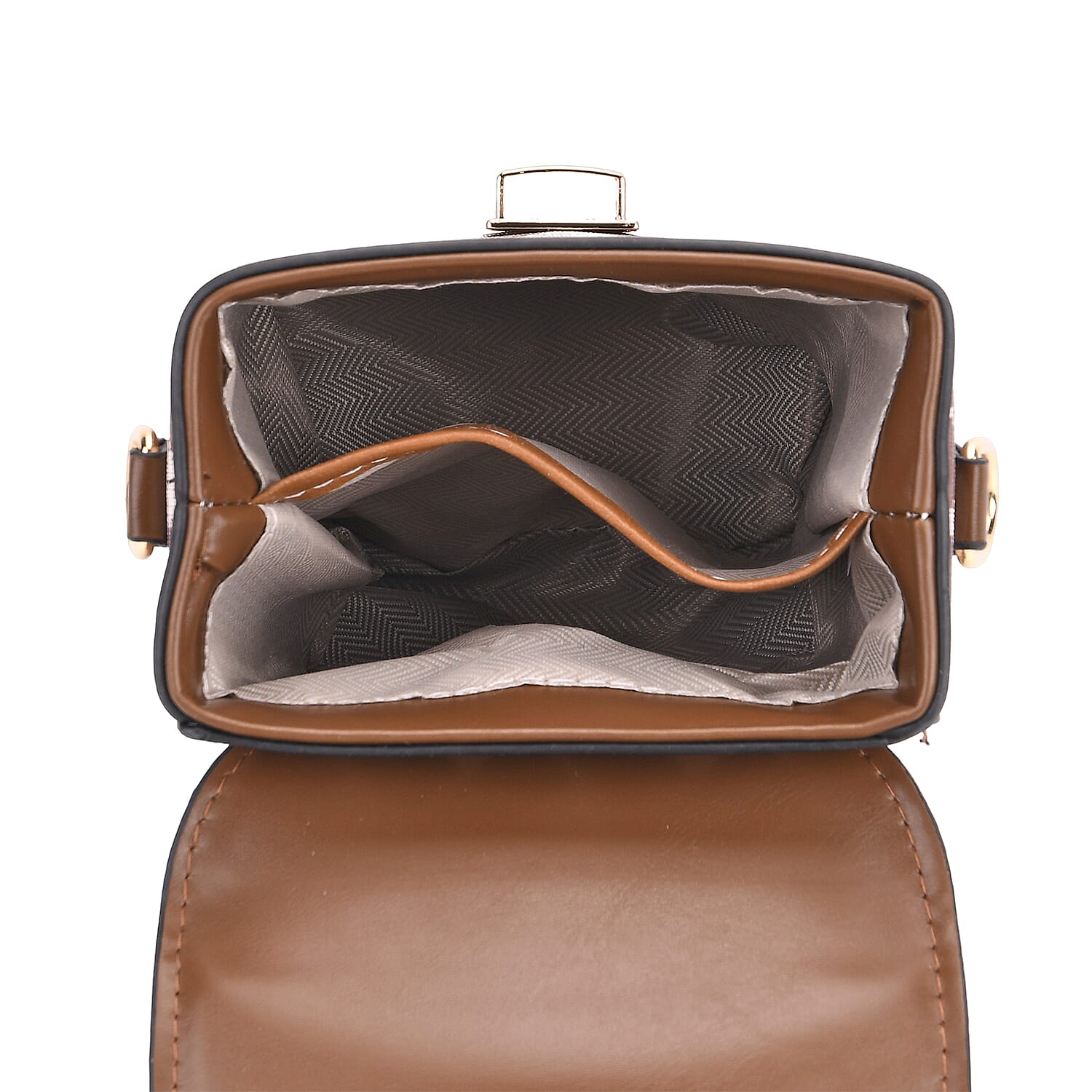 Trendy Rhombus Pattern Messenger Bag with Scarf Accent & Adjustable Strap - Brown