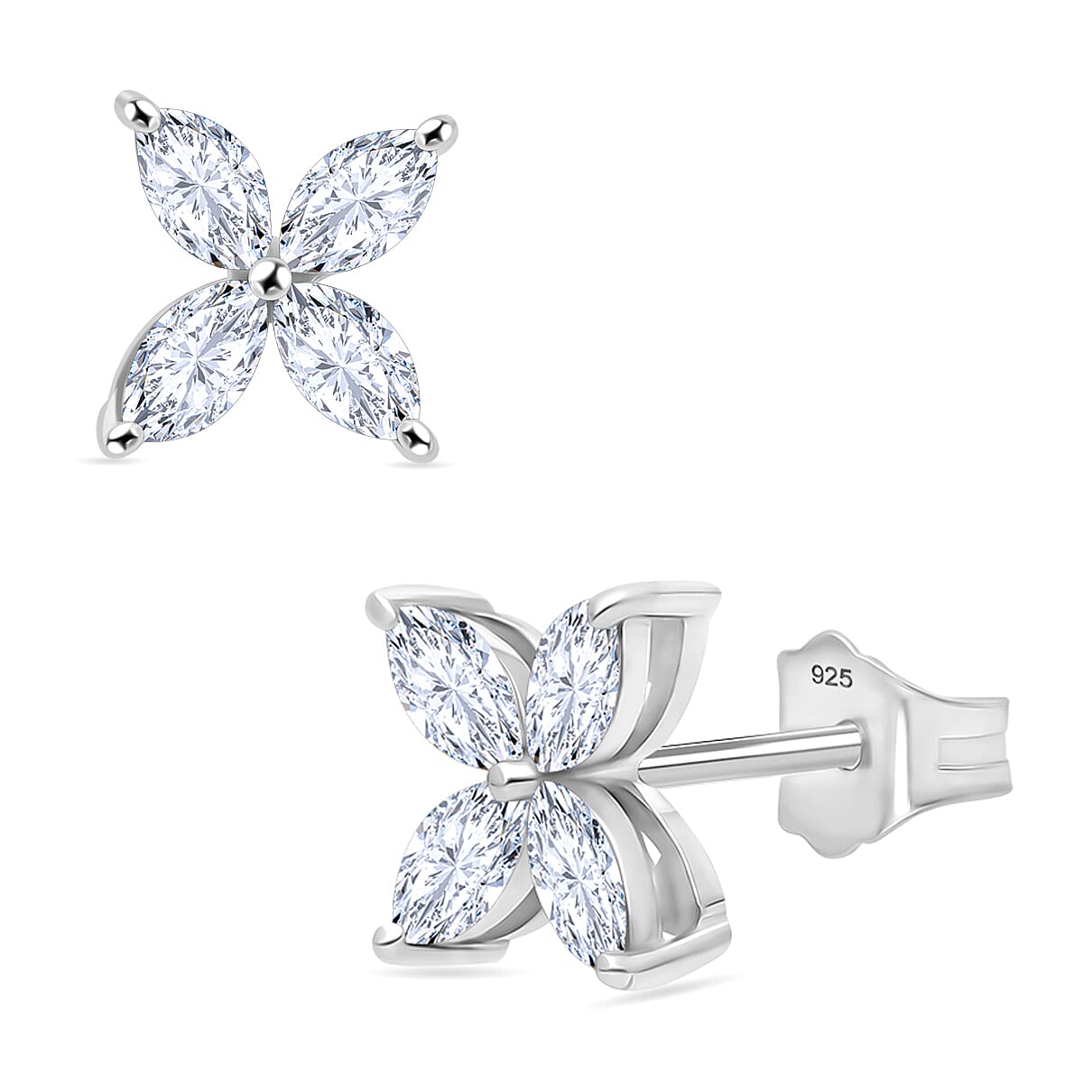 Luxuriant Diamond Lab Grown Diamond VS-G-H Earring with Push Back in Platinum Overlay Sterling Silver 1.00 Ct