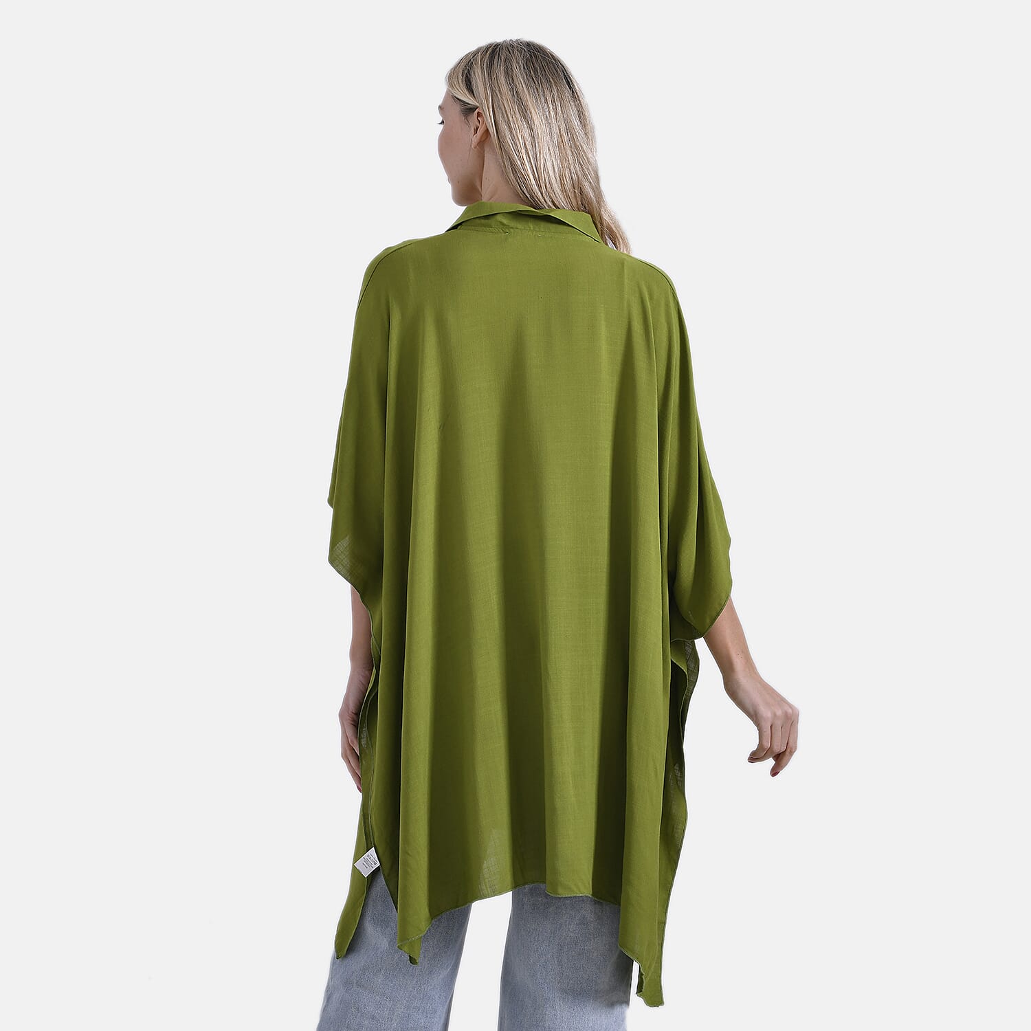 La Marey Versatile Rayon Oversized 3-4 Sleeves Longline Shirt (One Size) - Green