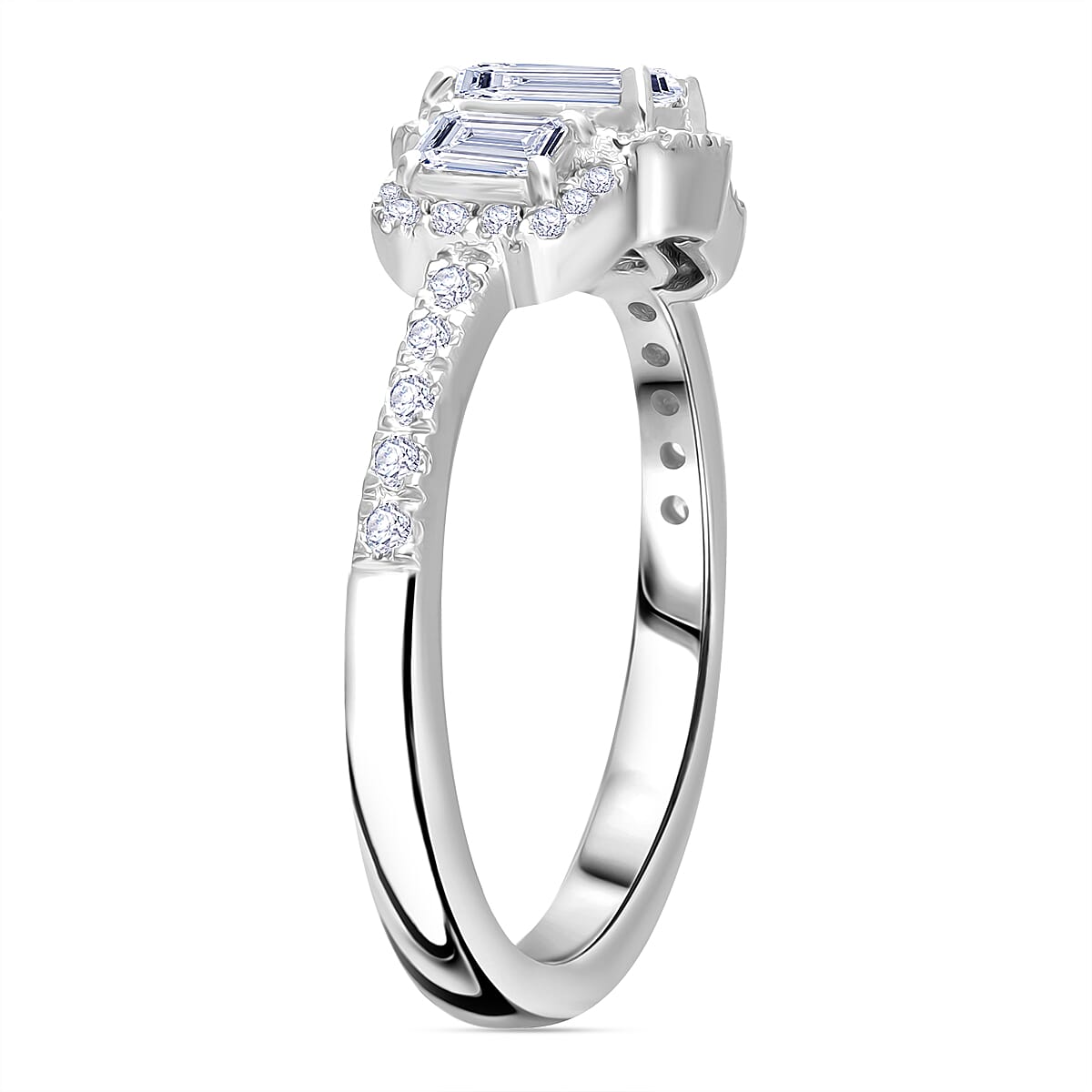 Luxuriant Diamond Lab Grown Diamond VS-G-H Ring in Platinum Overlay Sterling Silver 1.01 Ct