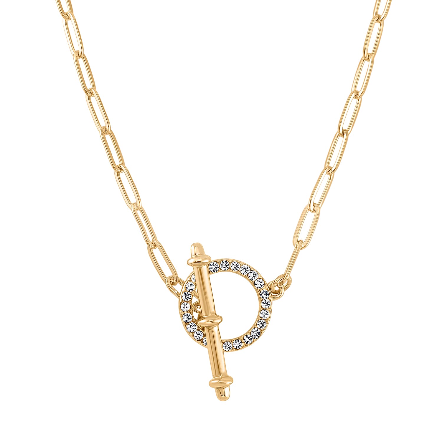 Designer Inspired  - Paperclip Necklace (Size - 20) with T-Bar Clasp in Yellow Plated