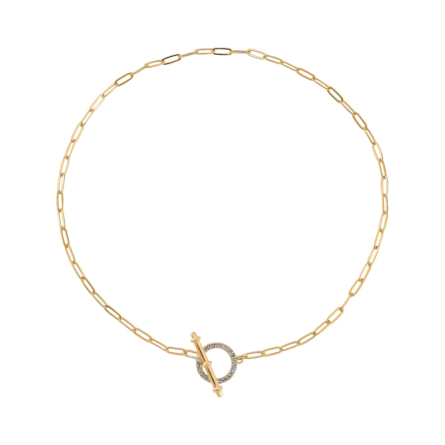 Designer Inspired  - Paperclip Necklace (Size - 20) with T-Bar Clasp in Yellow Plated