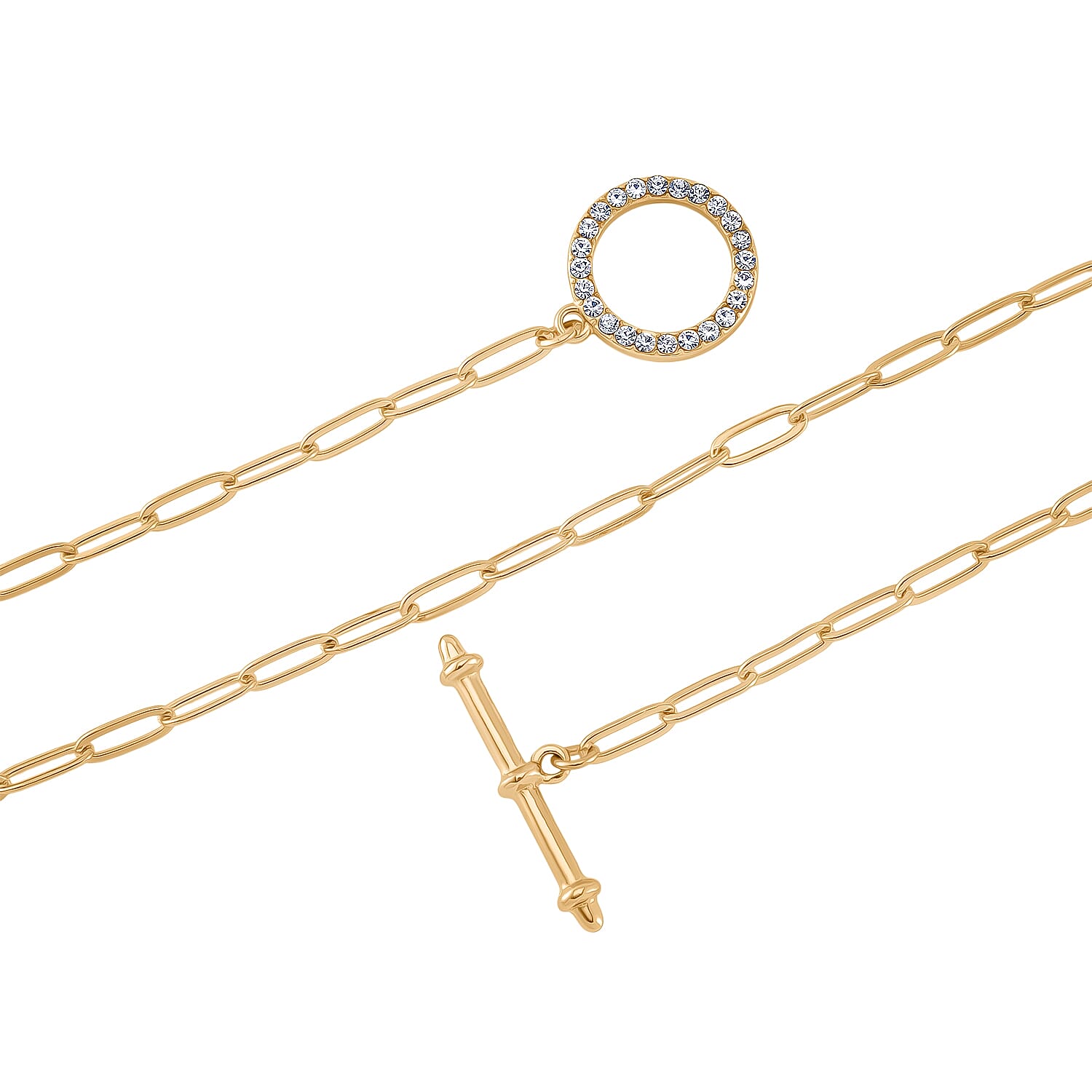 Designer Inspired  - Paperclip Necklace (Size - 20) with T-Bar Clasp in Yellow Plated