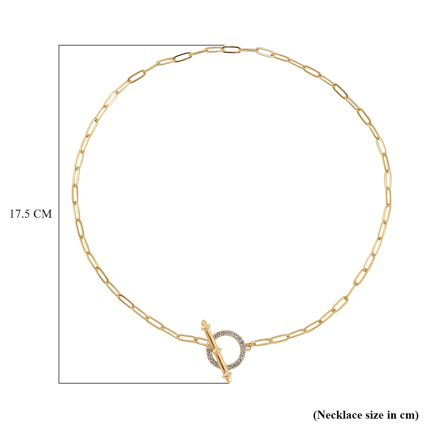 Designer Inspired  - Paperclip Necklace (Size - 20) with T-Bar Clasp in Yellow Plated