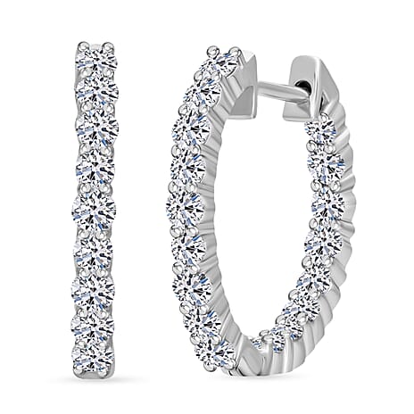 Luxuriant Diamond - Lab Grown Diamond (VS-G-H) Hoop Earring in Platinum Overlay Sterling Silver 1.02 Ct.