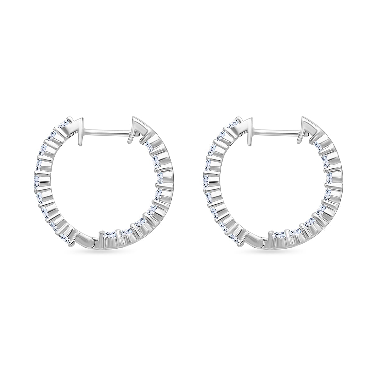 Luxuriant Diamond - Lab Grown Diamond (VS-G-H) Hoop Earring in Platinum Overlay Sterling Silver 1.02 Ct.