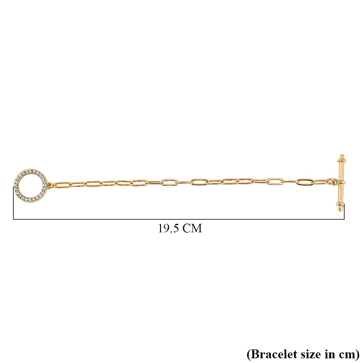 Designer Inspired - Paperclip Bracelet (Size - 7.5) with T-Bar Clasp in Yellow Plated Designer Inspired - Paperclip Bracelet (Size - 7.5) with T-Bar Clasp in Yellow Plated