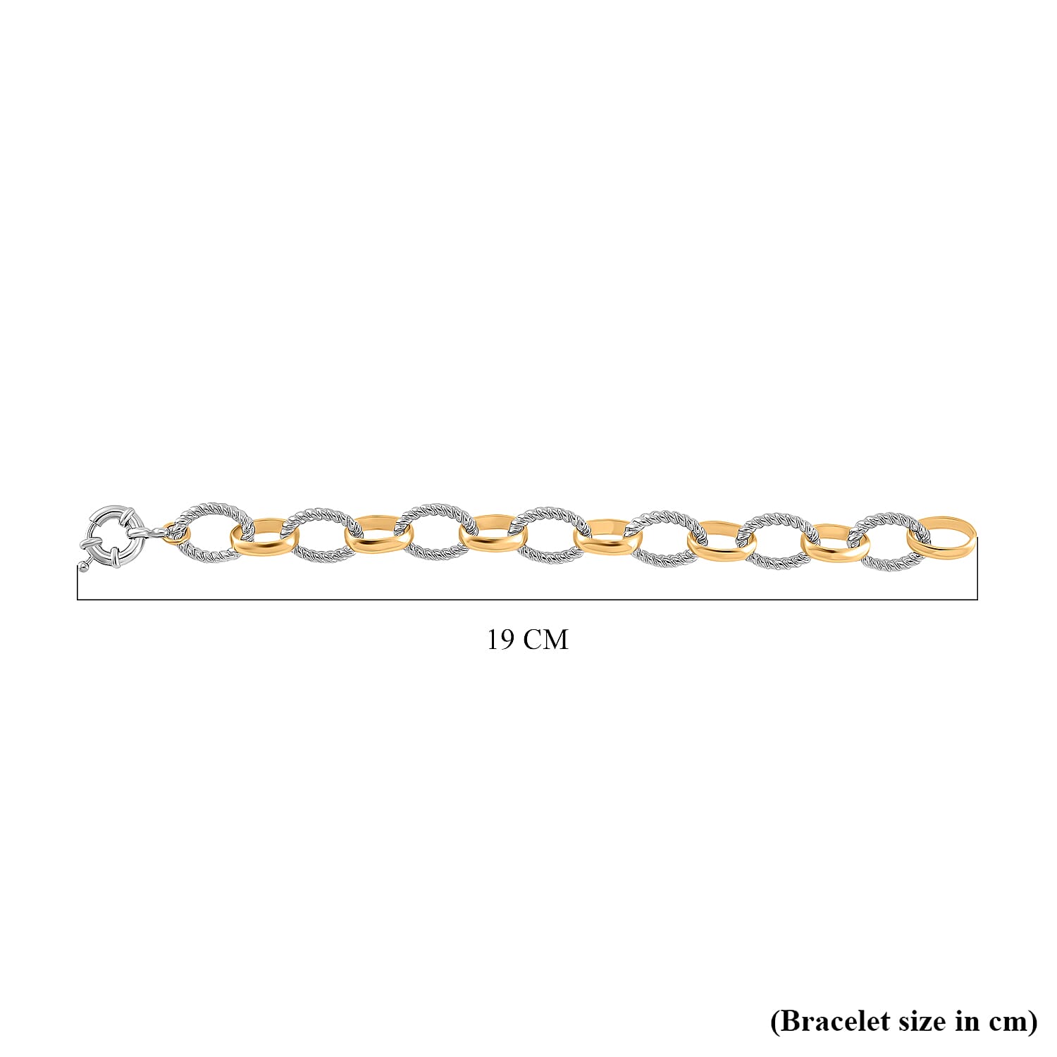 Designer Inspired - Two Tone Oval Link Bracelet (Size - 7.5) with Senorita Clasp in Yellow Gold & Silver Tone Designer Inspired - Two Tone Oval Link Bracelet (Size - 7.5) with Senorita Clasp in Yellow Gold & Silver Tone