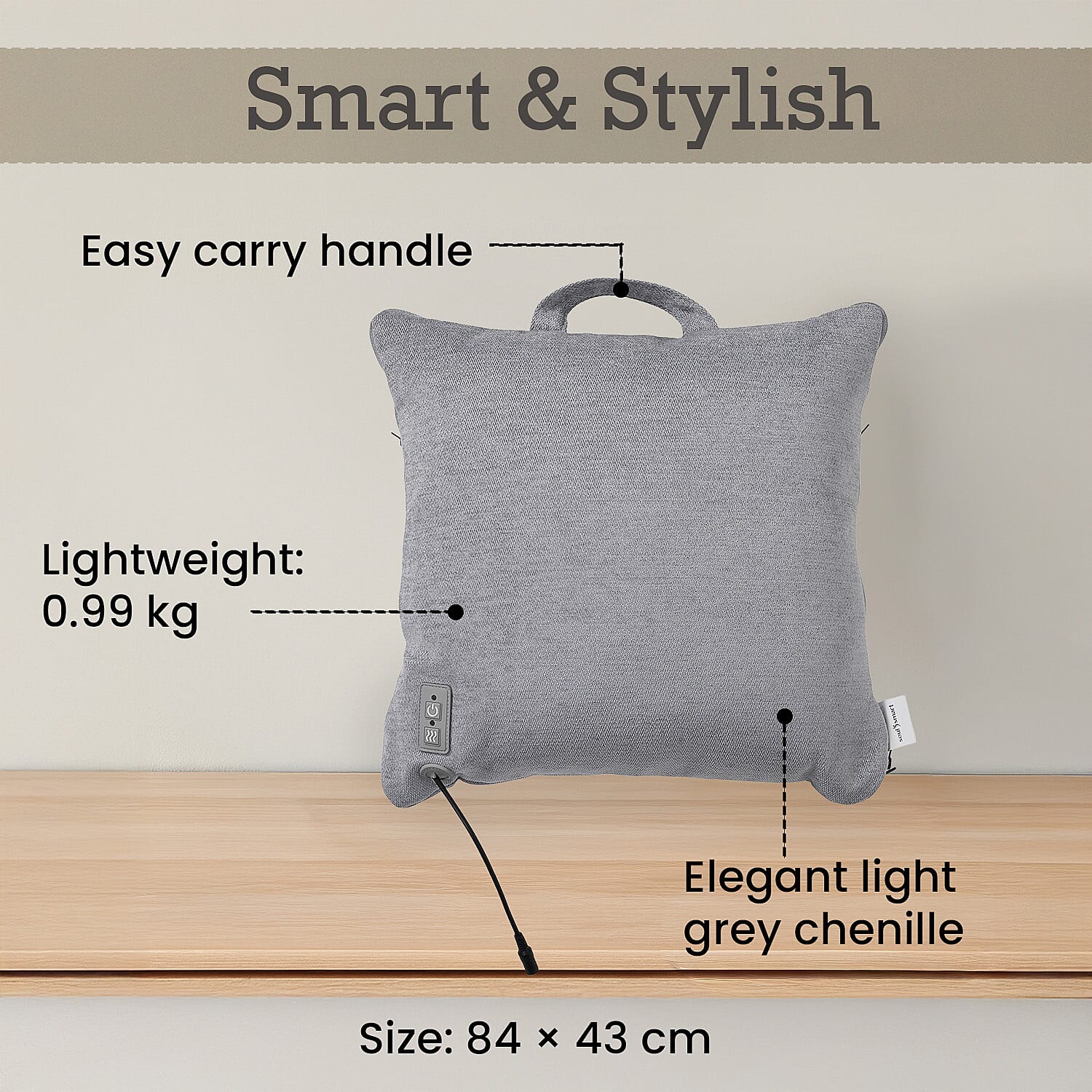 Soul Smart Heated Vibrating Back Massager (Power 18W) - Light Grey