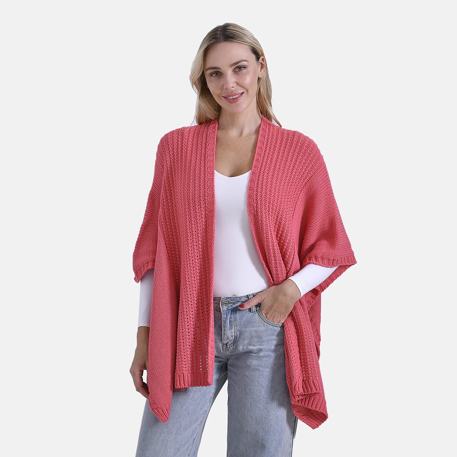 La Marey Acrylic Relax Fit Cardigan (One Size) - Coral