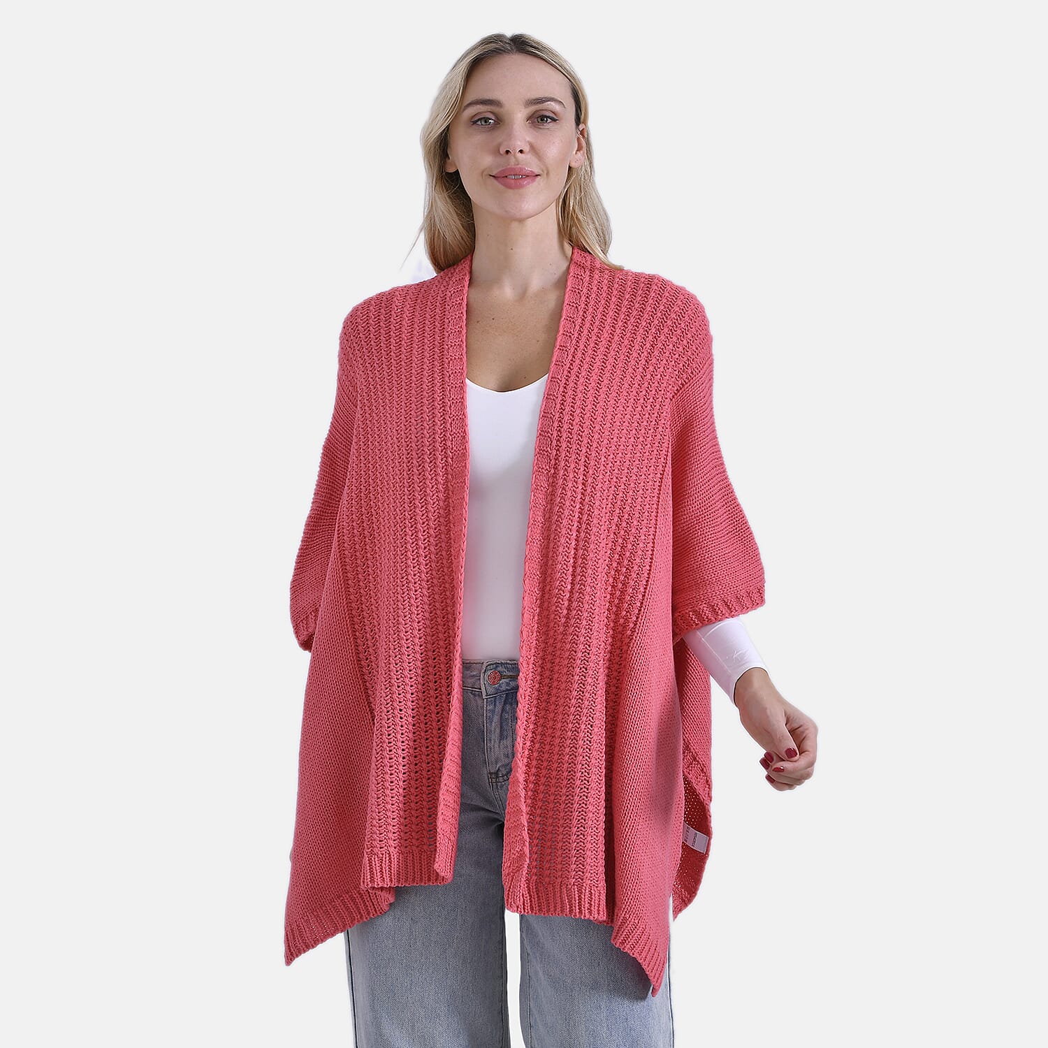 La Marey Acrylic Relax Fit Cardigan (One Size) - Coral