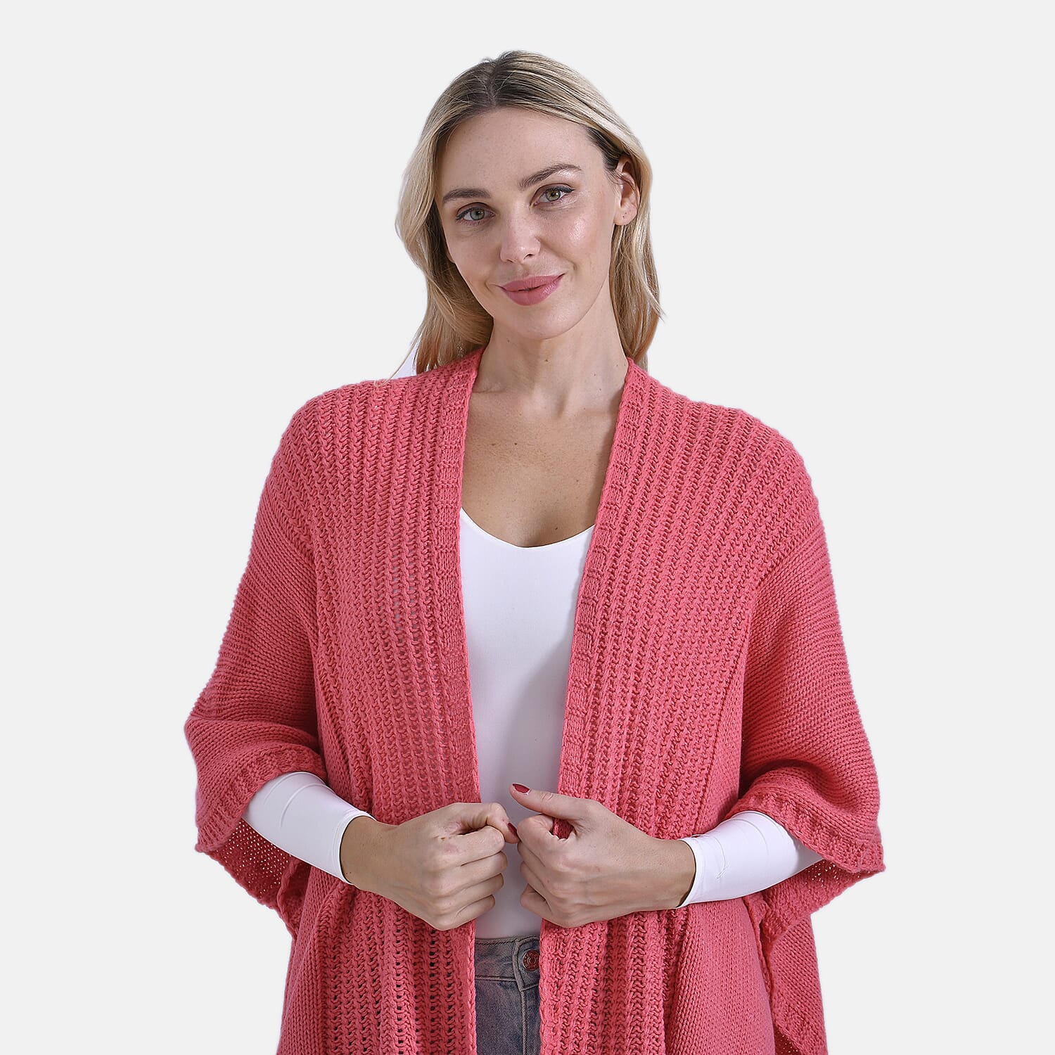 La Marey Acrylic Relax Fit Cardigan (One Size) - Coral