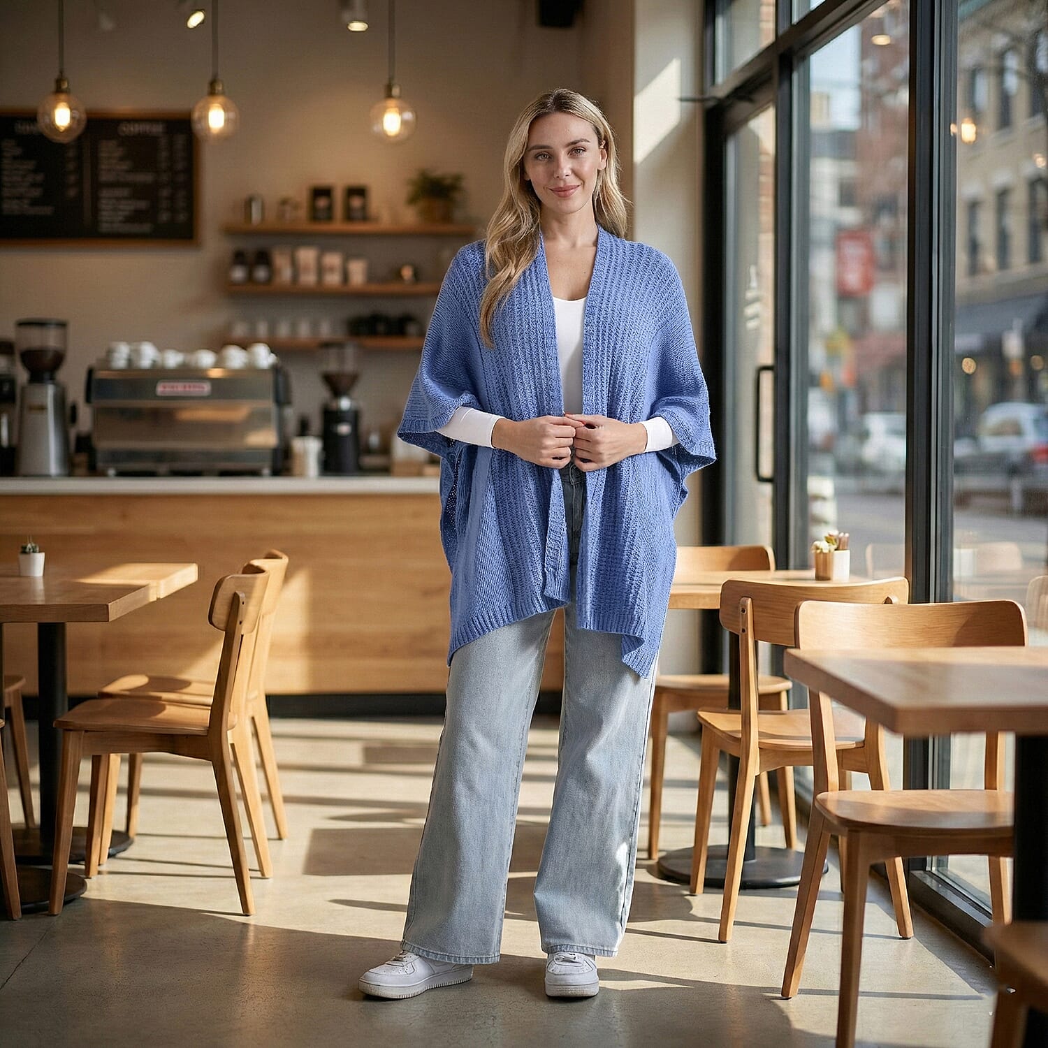 La Marey Acrylic Relax Fit Cardigan (One Size) - Blue