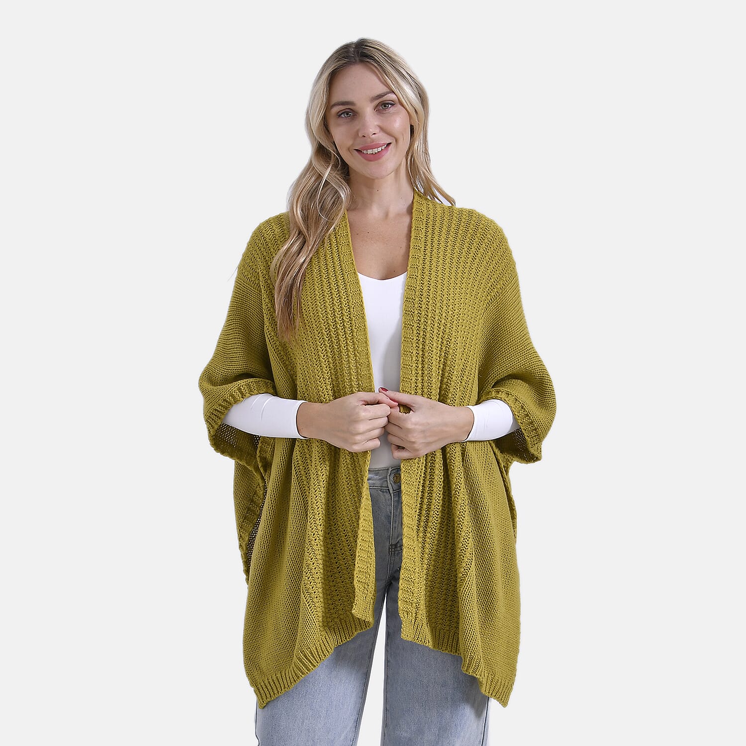 La Marey Acrylic Relax Fit Cardigan (One Size) - Green