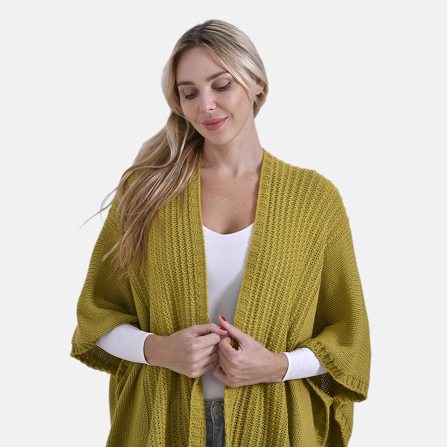 La Marey Acrylic Relax Fit Cardigan (One Size) - Green