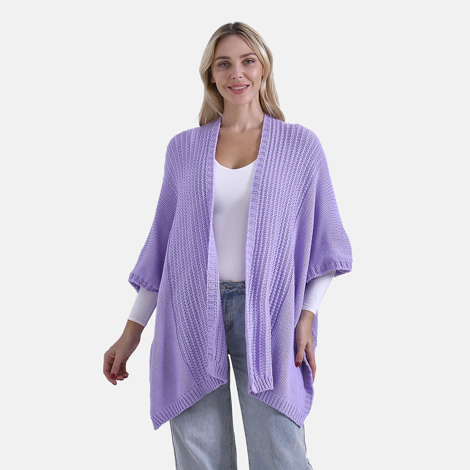 La Marey Acrylic Relax Fit Cardigan (One Size) - Purple