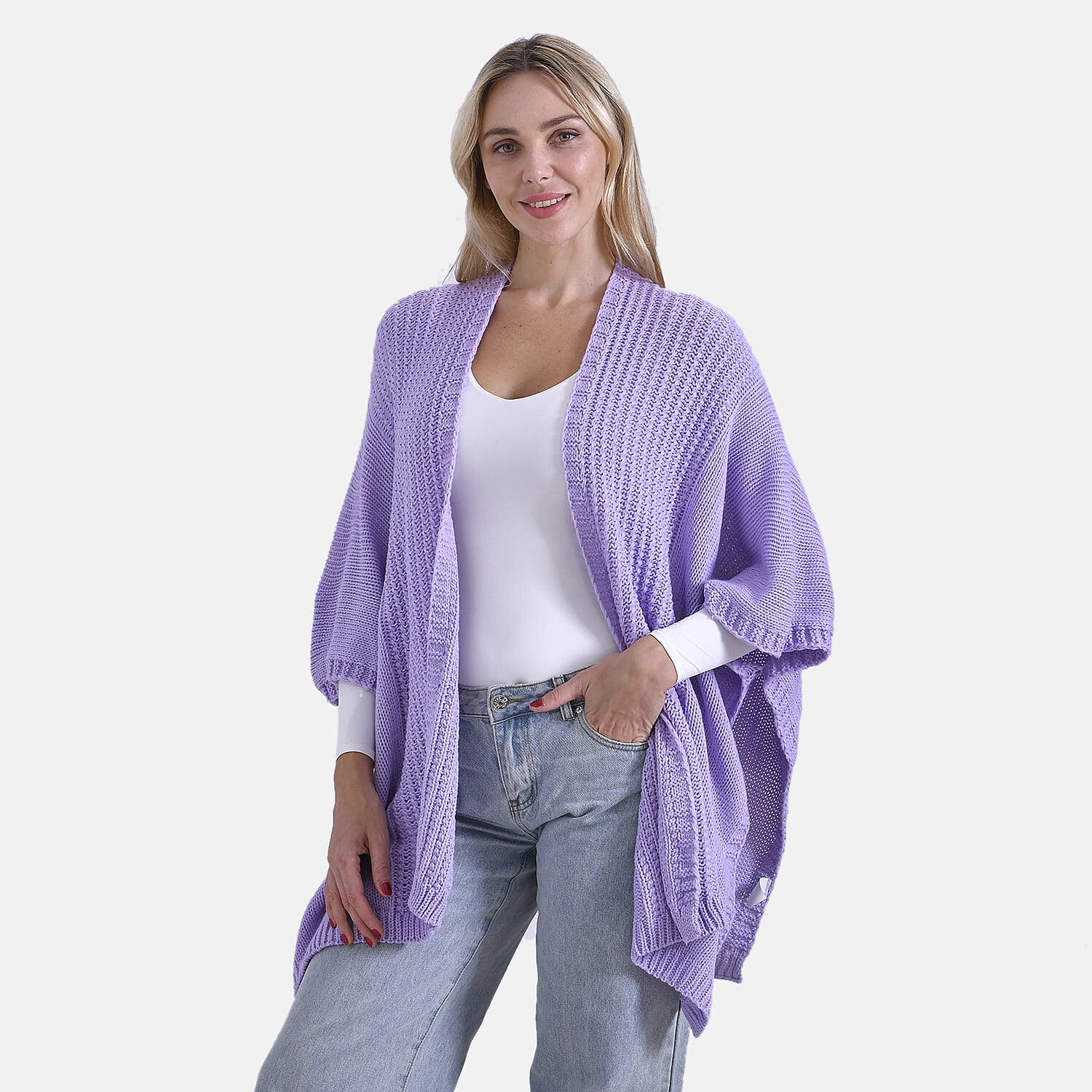 La Marey Acrylic Relax Fit Cardigan (One Size) - Purple