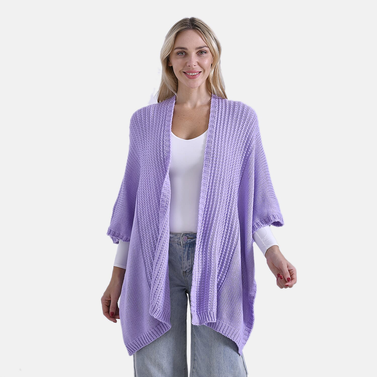 La Marey Acrylic Relax Fit Cardigan (One Size) - Purple