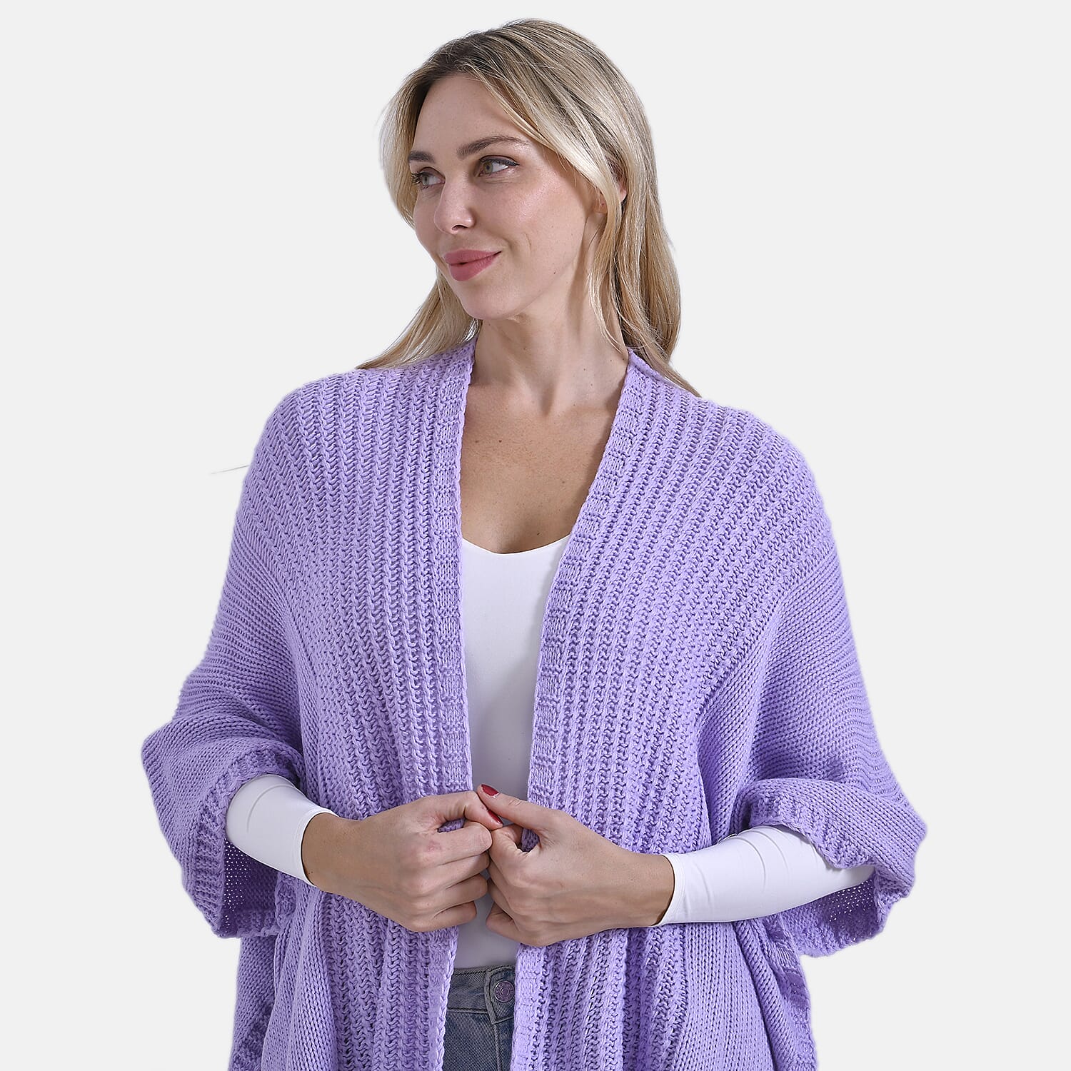 La Marey Acrylic Relax Fit Cardigan (One Size) - Purple