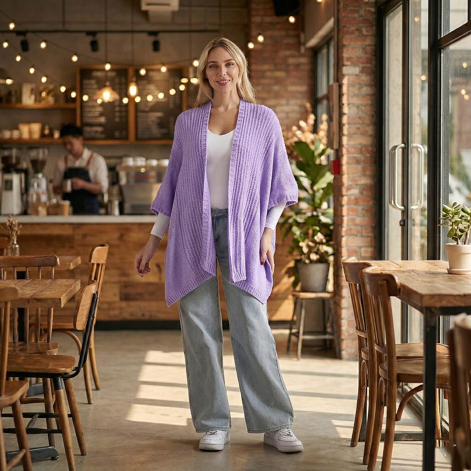 La Marey Acrylic Relax Fit Cardigan (One Size) - Purple