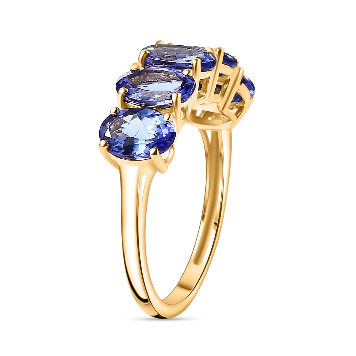 14K Yellow Gold AAA Tanzanite 5 Stone Ring 3.99 Ct.