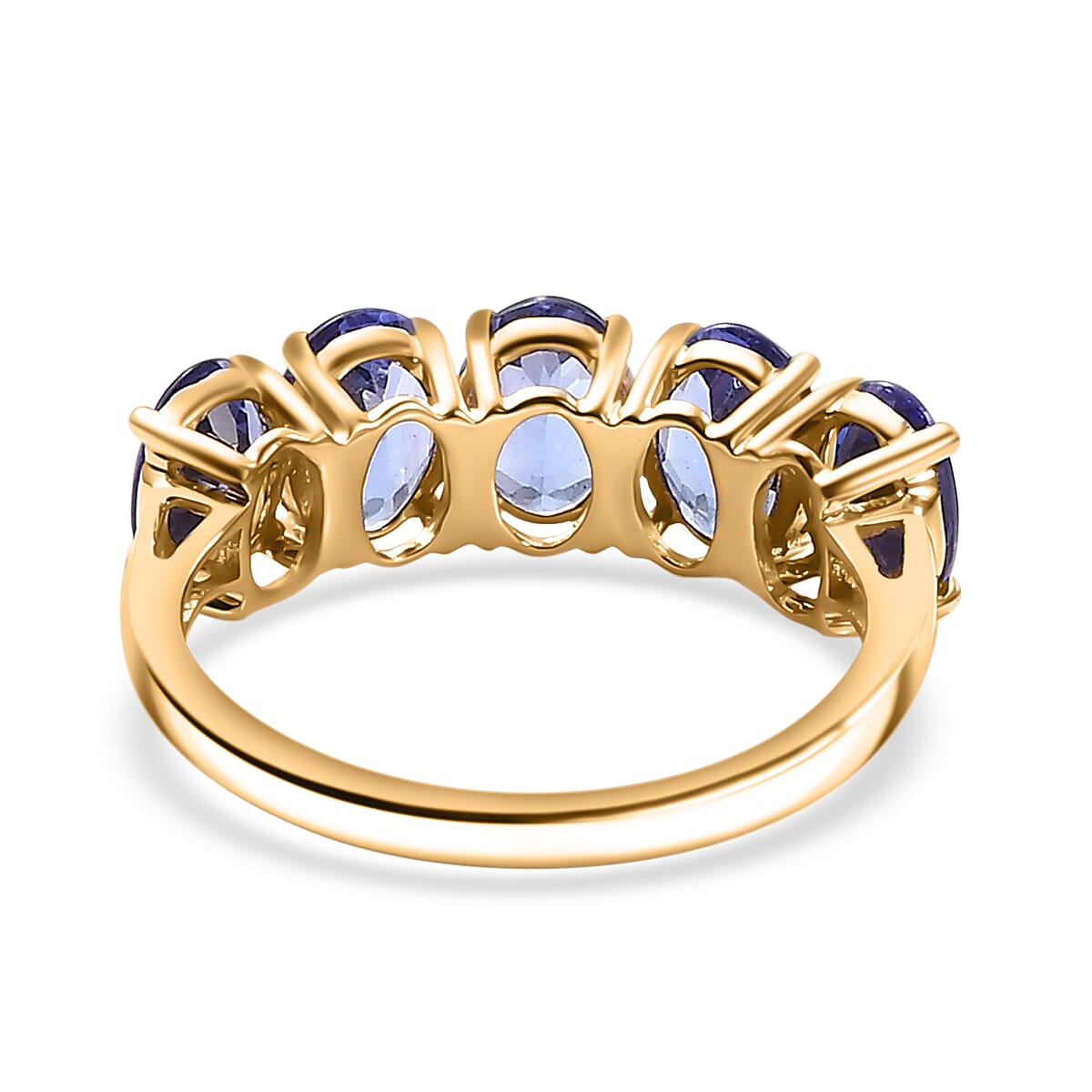 14K Yellow Gold AAA Tanzanite 5 Stone Ring 3.99 Ct.
