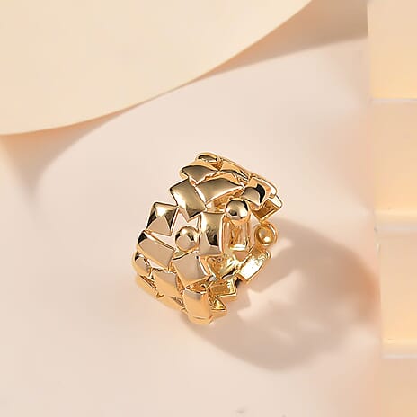 GP Art Deco Collection - Blue Sapphire Ring in 18K Vermeil Yellow Gold Plated Sterling Silver