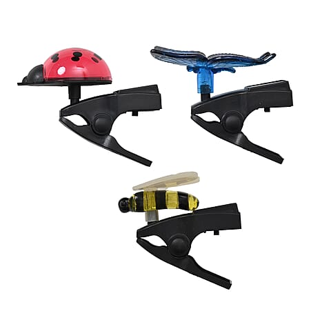 Set of 3 Insect-Shaped Solar Clip Light - Multicolor