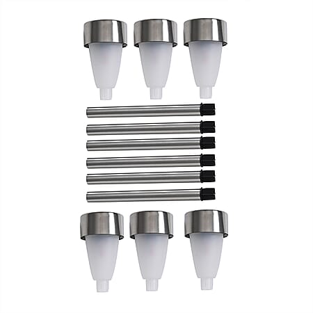 6 Pack Metal Solar Lanterns - Warm White LED - Grey