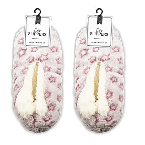 Ladies Cozy Fur Slippers (Size Small) - Pink