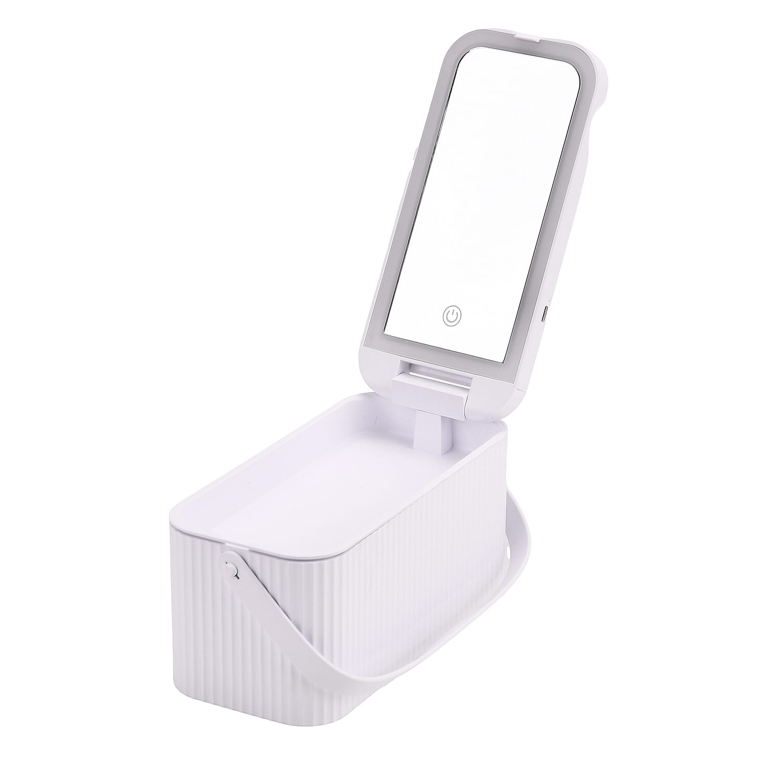 Foldable LED Cosmetic Mirror & Storage Box with 900mAh Battery and USB Cable - White Foldable LED Cosmetic Mirror & Storage Box with 900mAh Battery and USB Cable - White