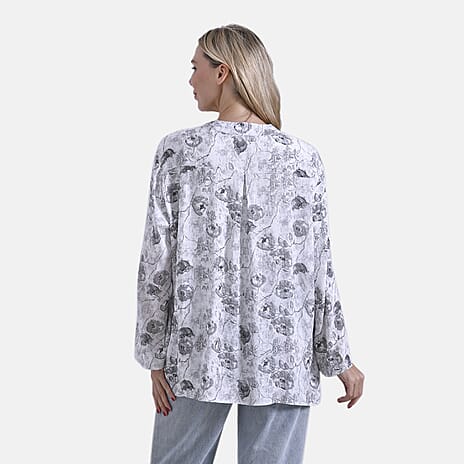 & Maisi Rose Blouse (Size - Small) - Gray & Pink