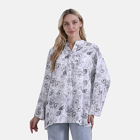 & Maisi Rose Blouse (Size - Medium) - Gray & Pink