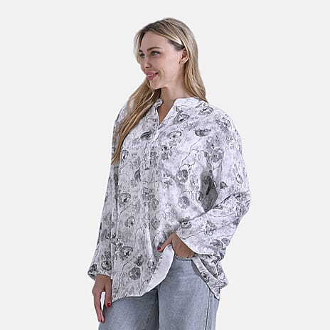 & Maisi Rose Blouse (Size - Medium) - Gray & Pink