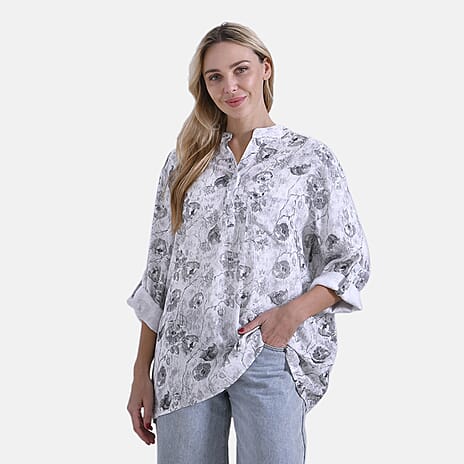 & Maisi Rose Blouse (Size - Medium) - Gray & Pink