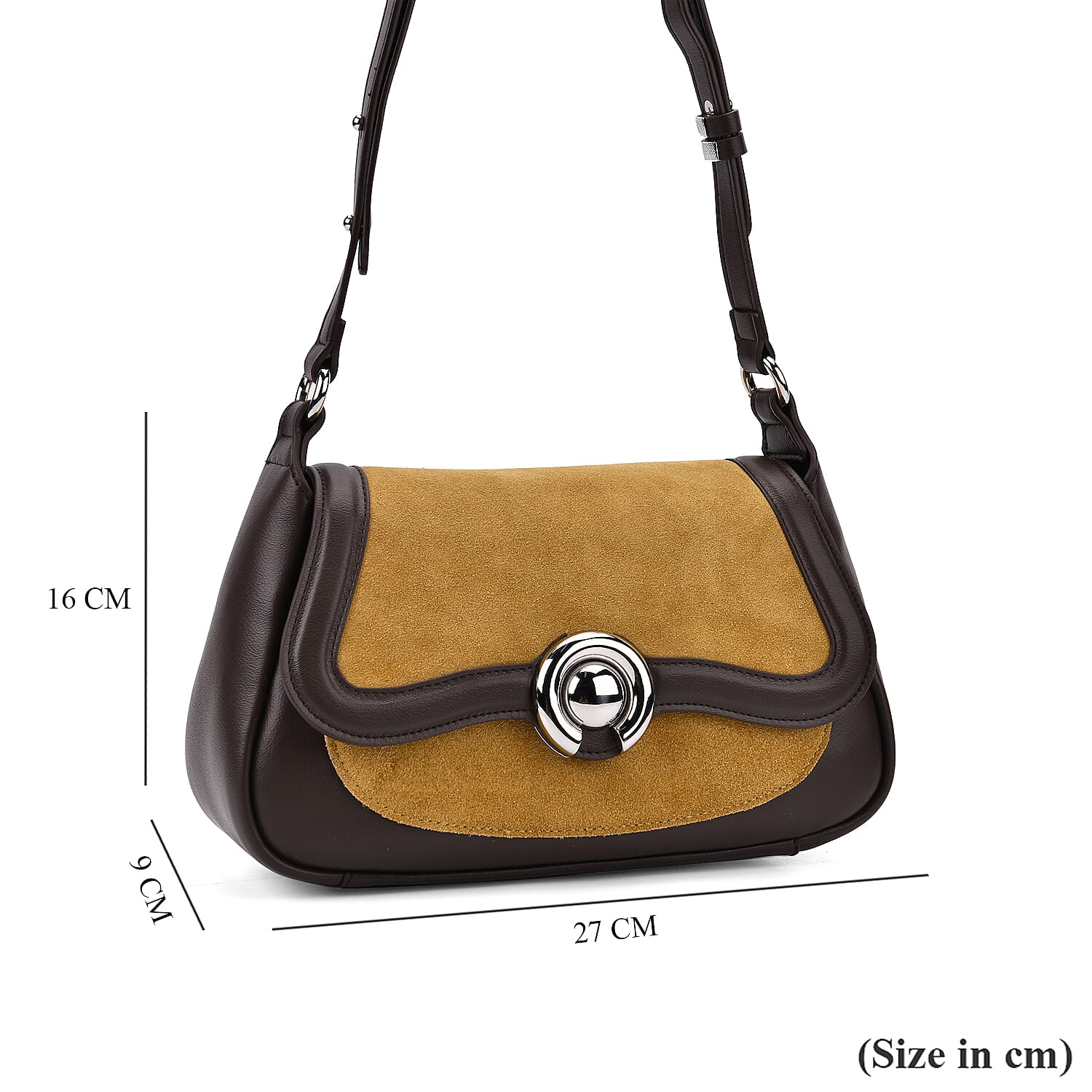 New Brand Launch - Grand Pelle Genuine Leather Crossbody Bag with Adjustable Strap - Brown & Coffee New Brand Launch - Grand Pelle Genuine Leather Crossbody Bag with Adjustable Strap - Brown & Coffee