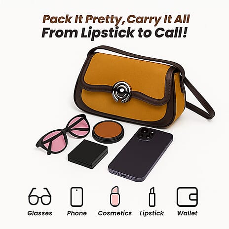 New Brand Launch - Grand Pelle Genuine Leather Crossbody Bag with Adjustable Strap - Brown & Coffee