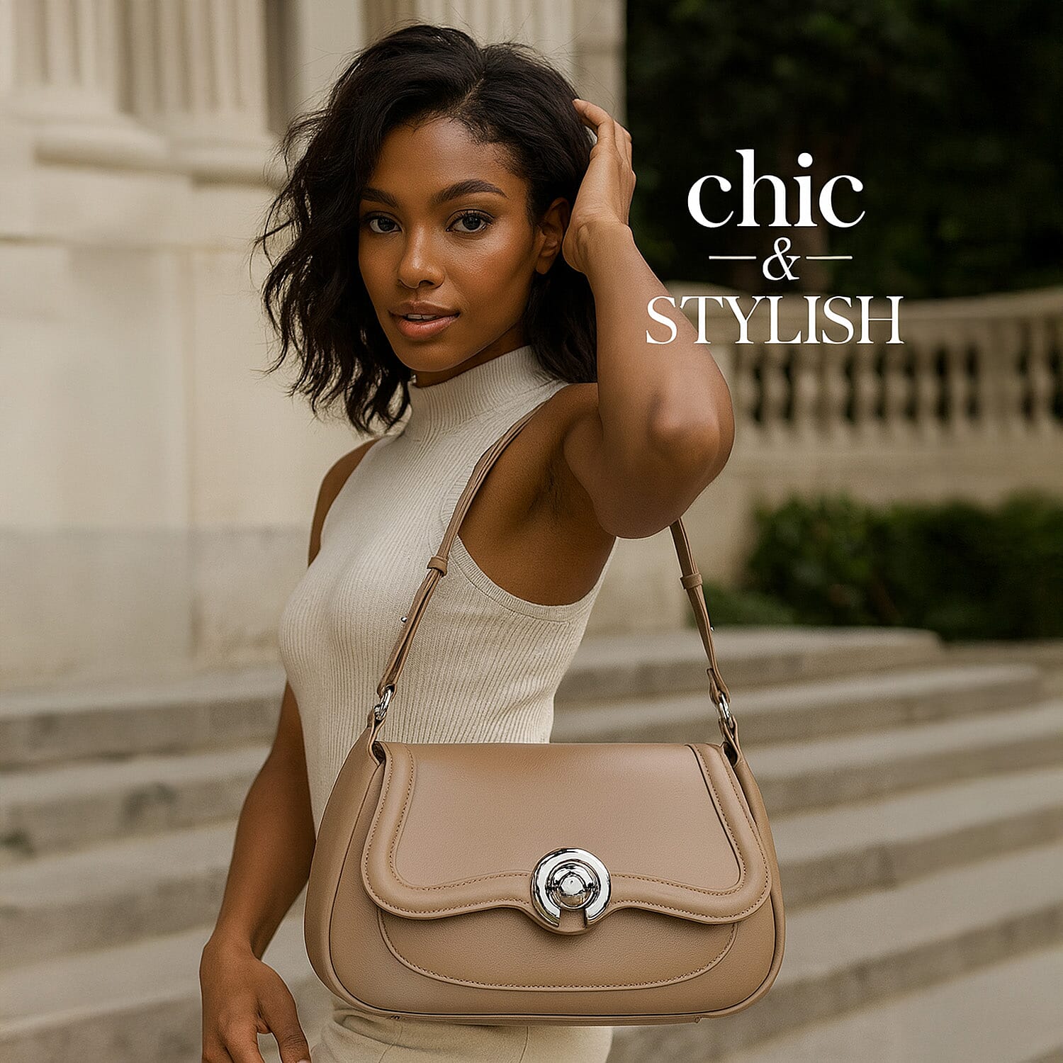 New Brand Launch - Grand Pelle Genuine Leather Crossbody Bag with Adjustable Strap - Khaki