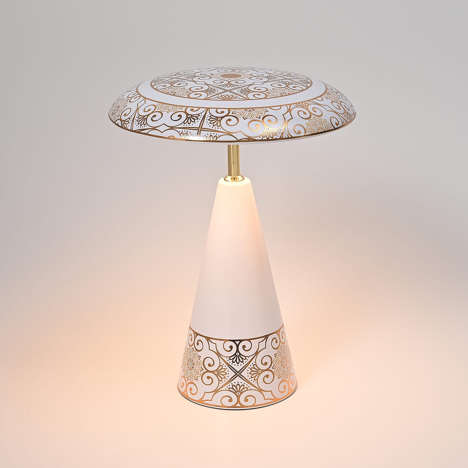 Turkish Magnetic Cordless Table Lamp with 3 Color Modes, Touch Control and 360 degree Rotation (31 Cm) - White & Gold