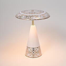 Turkish Magnetic Cordless Table Lamp with 3 Color Modes, Touch Control and 360 degree Rotation (31 Cm) - White & Gold