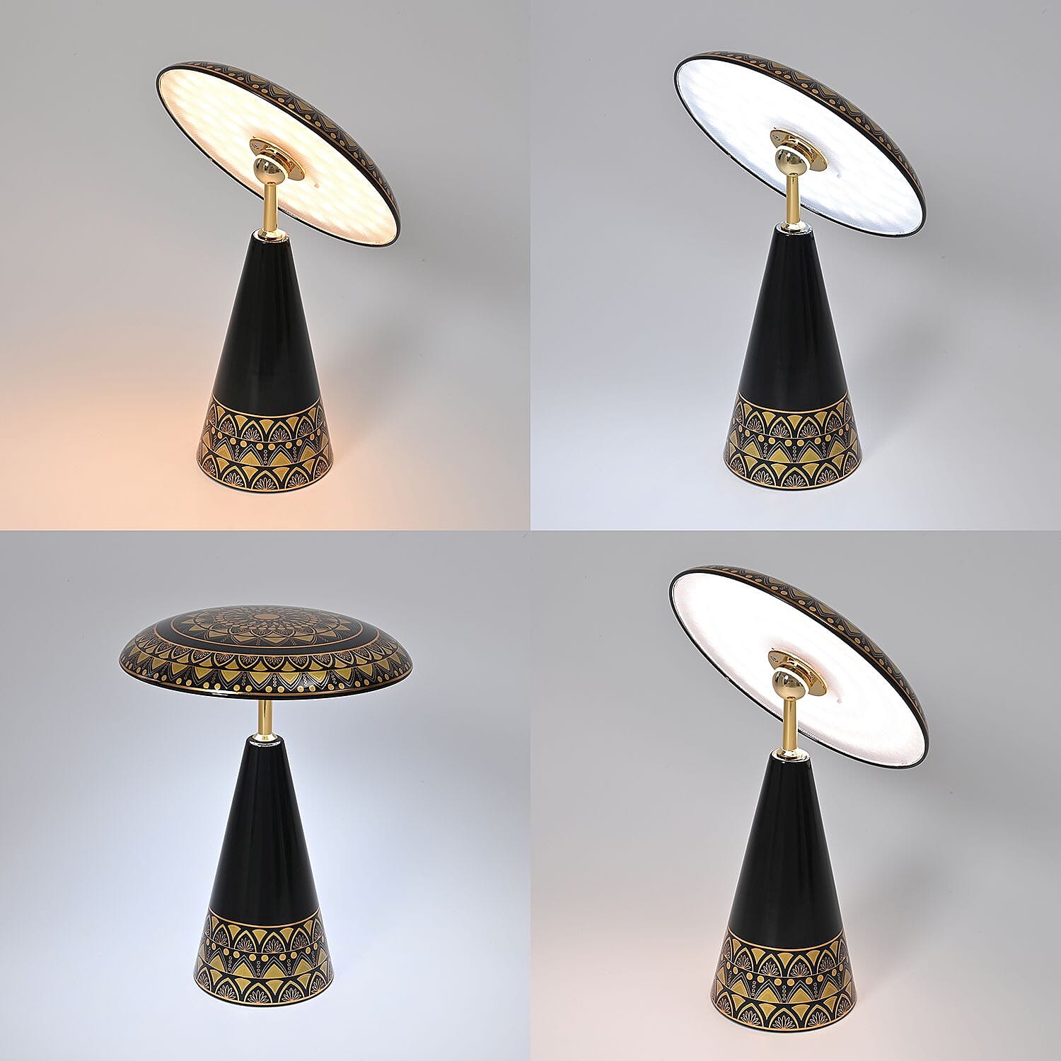 Turkish Magnetic Cordless Table Lamp with 3 Color Modes, Touch Control and 360 degree Rotation (31 Cm) - Black & Gold