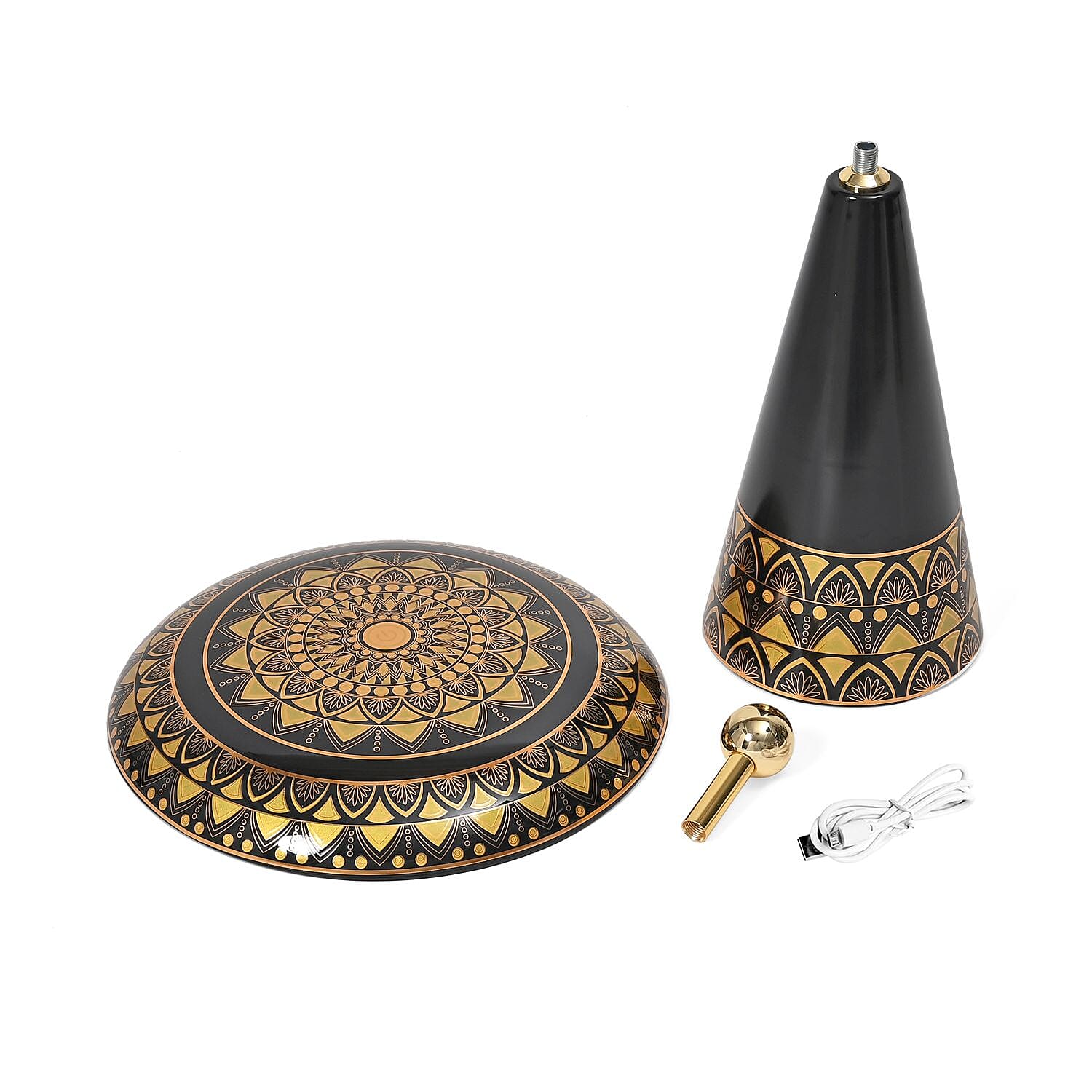 Turkish Magnetic Cordless Table Lamp with 3 Color Modes, Touch Control and 360 degree Rotation (31 Cm) - Black & Gold